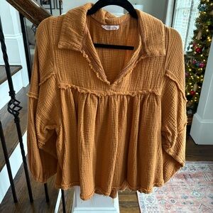 Ces Femme Boho Top Brown Size Large